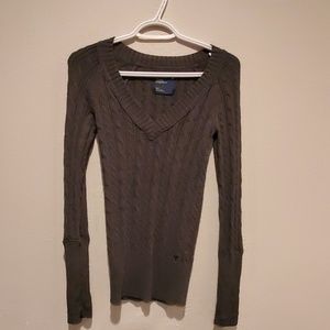 Grey American Eagle Cable knit sweater.